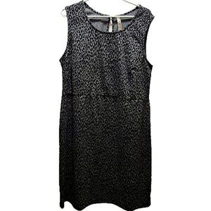 Penningtons cheeta print midi dress, fit and flare, sleeveless, scoop neck,